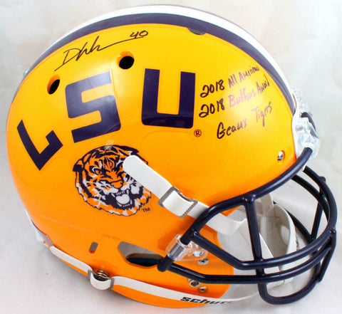 Devin White Autographed LSU Tigers F/S Schutt Helmet w/3Insc-Beckett W Hologram