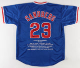 Ryne Sandberg Signed Chicago Cubs Career Stat Jersey Inscribed "HOF 05"(JSA COA)