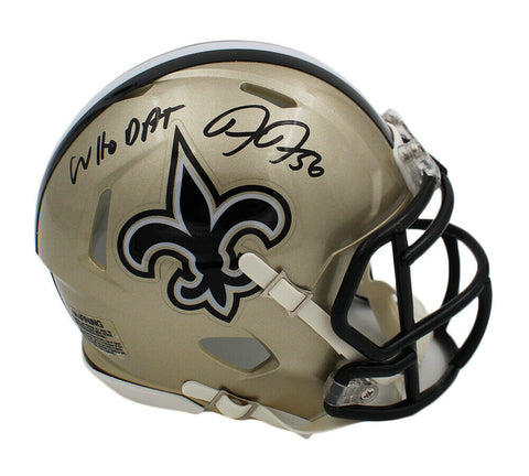 Demario Davis Signed New Orleans Saints Speed NFL Mini Helmet w/Who Dat