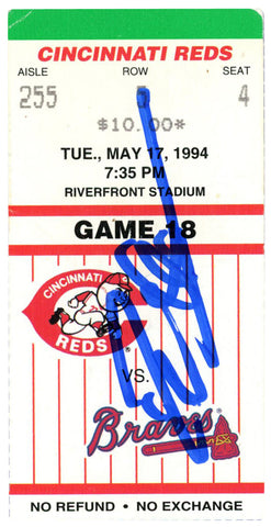Deion Sanders Autographed Atlanta Braves 5/17/1994 vs Reds Ticket BAS 37187