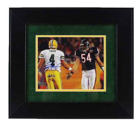 Brett Favre Signed Green Bay Packers Framed 8x10 NFL Photo - with Urlacher with