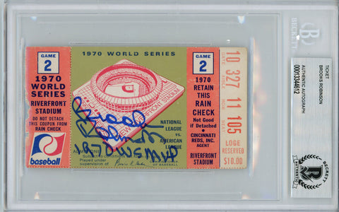 Brooks Robinson Autographed 1970 World Series Ticket Game 2 MVP BAS Slab 31610