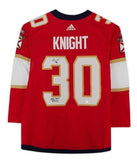 SPENCER KNIGHT Autographed "NHL Debut 4/20/21" Authentic Jersey FANATICS