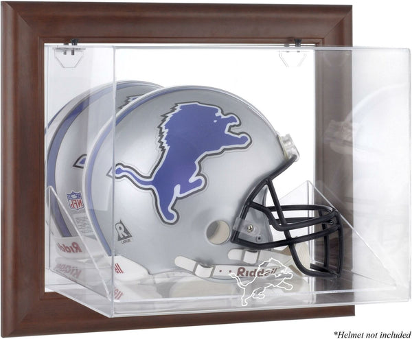 Detroit Lions Brown Framed Wall-Mountable Logo Helmet Case - Fanatics