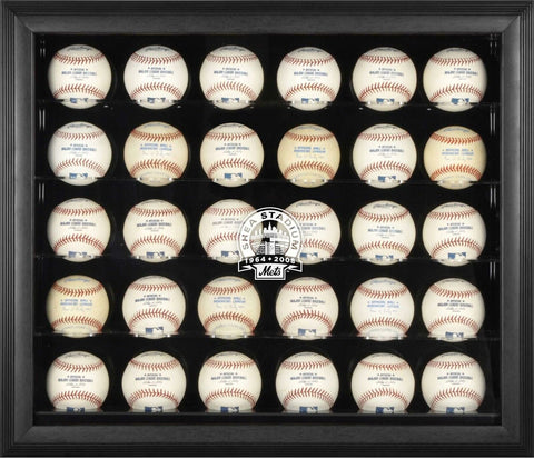 Mets Shea Stadium Logo Black Framed 30-Ball Display Case-Fanatics