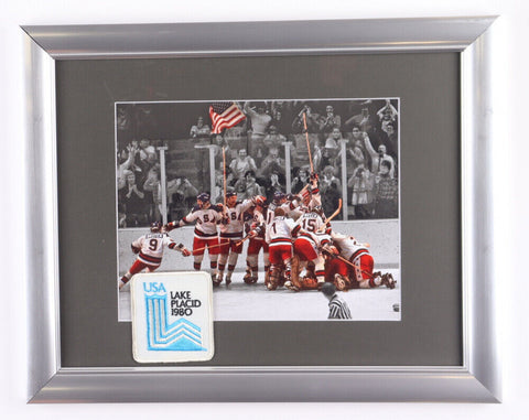 1980 Team USA "Miracle on Ice" 13x16 Framed Photo Display with Lake Placid Patch