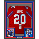 Framed Autographed/Signed Frank Gore 33x42 Buffalo Red Football Jersey JSA COA