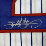 Framed Autographed/Signed SAMMY SOSA 33x42 Pinstripe Baseball Jersey BAS COA