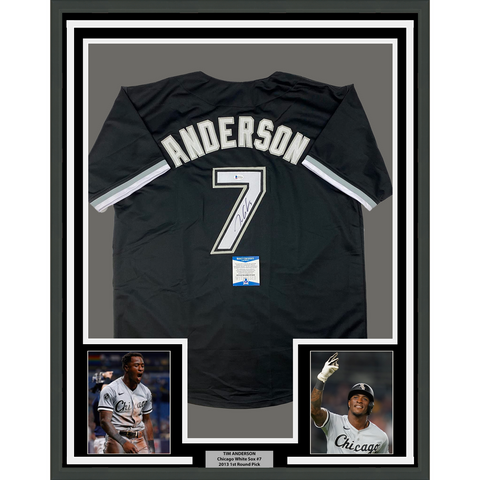 Framed Autographed/Signed Tim Anderson 33x42 Chicago Black Jersey BAS COA
