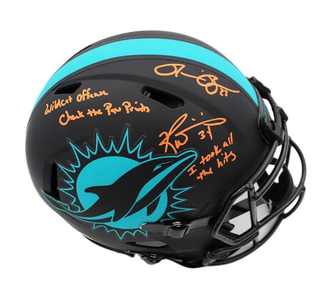Ricky Williams & Ronnie Brown Signed Dolphins Speed Auth Eclipse Helmet- 2 Insc.