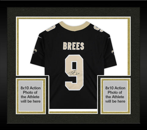 Framed Drew Brees New Orleans Saints Autographed Nike Limited Black Jersey