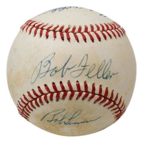 Bob Feller Lemon Wilhelm Robinson Multi Signed AL Baseball BAS LOA A43541
