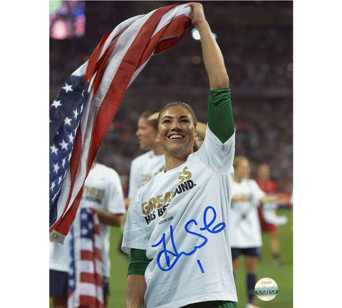 Hope Solo Signed USA Unframed 8x10 Photo - American Flag