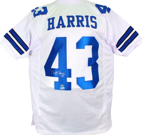 Cliff Harris Autographed White Pro Style Jersey-Beckett Hologram *Silver
