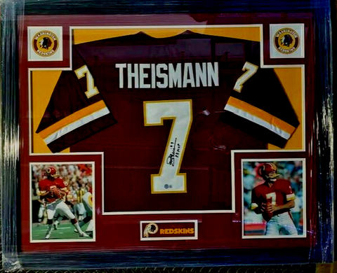 Joe Theismann Signed Washington Redskins 35x43 Framed Jersey (Beckett)