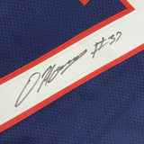 FRAMED Autographed/Signed DAMIEN HARRIS 33x42 Blue Football Jersey Beckett COA
