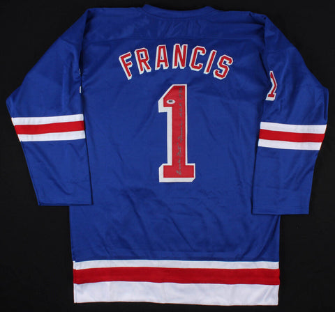 Emile "The Cat" Francis Signed Rangers Jersey Inscribed "H.O.F. 1982" (SGC COA)
