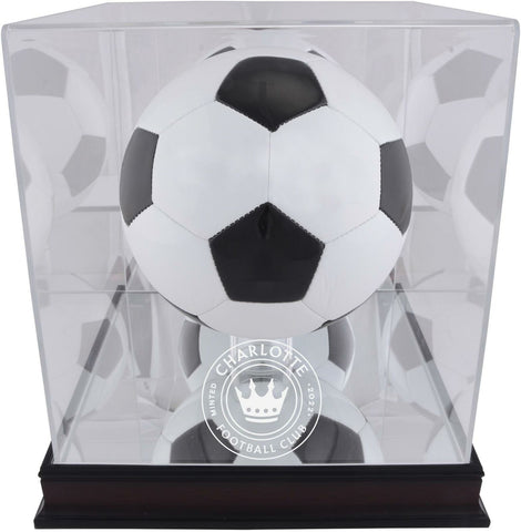 Charlotte FC Mahogany Team Logo Soccer Ball Display Case