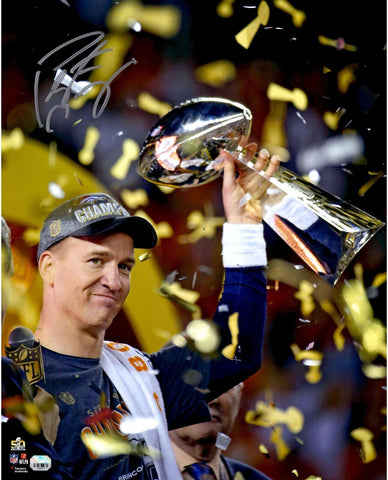 Peyton Manning Denver Broncos Signed 16x20 SB 50 Champs Celebrate Photo