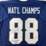 Autographed/Signed Tony Rice 1988 National Champs Notre Dame Blue Jersey JSA COA