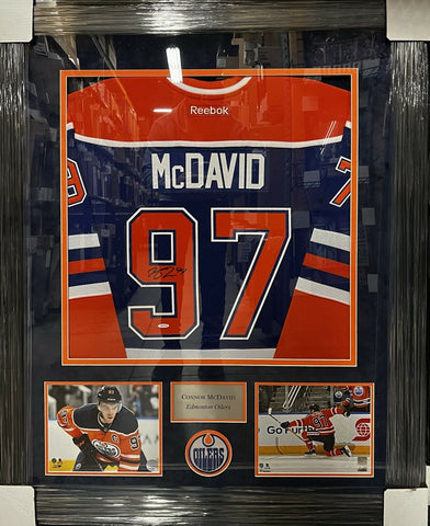 Connor Mcdavid Signed Autographed Jersey Custom Framed to 32x40 Upper Deck