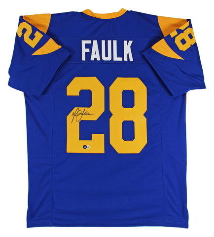 Rams Marshall Faulk Authentic Signed Blue Jersey Autographed BAS