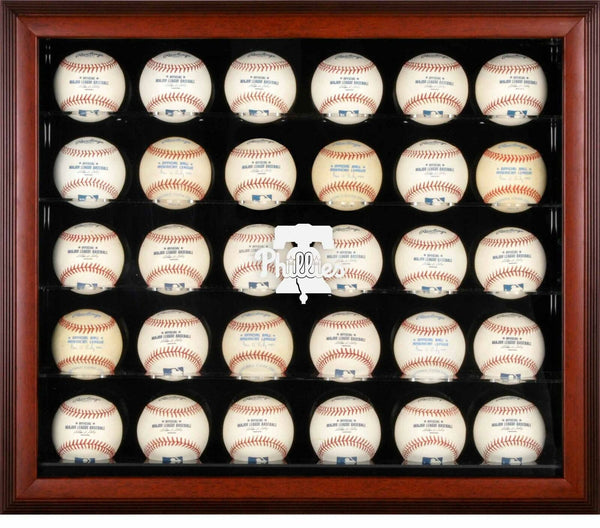 Philadelphia Phillies 2019 Logo Mahogany Framed 30-Ball Display Case - Fanatics