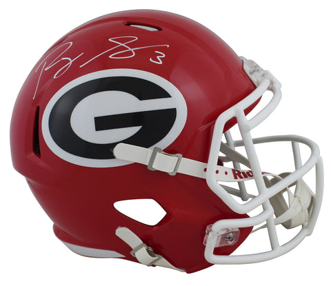 Georgia Roquan Smith Authentic Signed Red Full Size Speed Rep Helmet BAS Witness