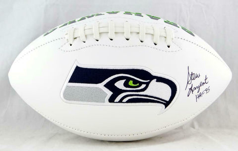 Steve Largent Signed Seattle Seahawks Logo Football w/HOF- Beckett W Auth *Right