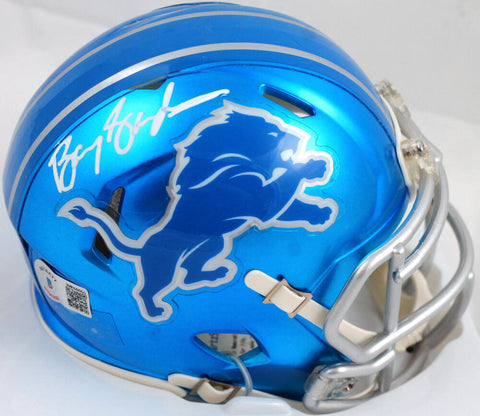 Barry Sanders Autographed Lions Flash Speed Mini Helmet-Beckett W Hologram