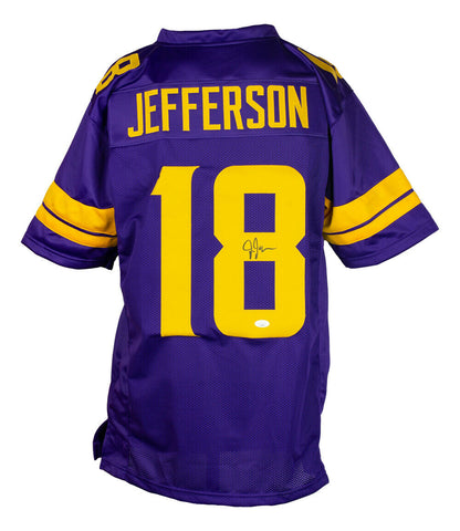 Justin Jefferson Signed Custom Purple Pro Style Football Jersey JSA
