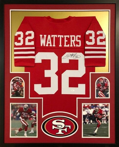 Ricky Watters Signed San Francisco 49ers Red Jersey Framed Display (JSA COA)