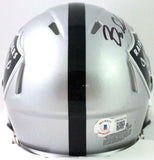 Bryan Edwards Autographed Raiders Mini Helmet w/ Just Win Baby- Beckett W *Black