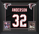 Jamal Anderson Dirty Bird Authentic Signed Black Pro Style Framed Jersey BAS Wit