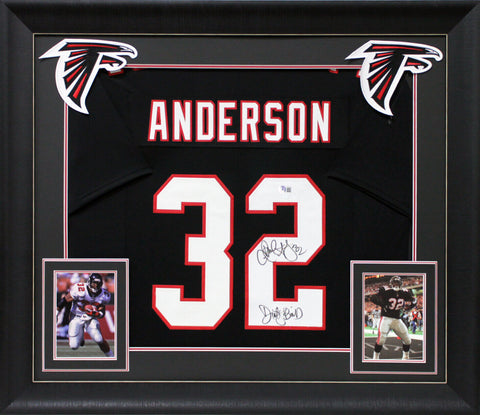 Jamal Anderson Dirty Bird Authentic Signed Black Pro Style Framed Jersey BAS Wit