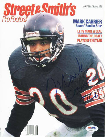 Bears Mark Carrier Authentic Signed Magazine 1991 Street & Smiths PSA #U51477