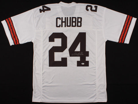 Nick Chubb Signed Browns #24 Jersey (JSA COA) Cleveland's 2nd Rd Draft pck 2018