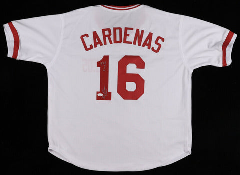 Leo Cardenas Signed Cincinnati Reds Jersey Inscribed 1965 Golden Glove (JSA COA)