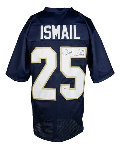 Raghib Rocket Ismail Signed Custom Blue College Style Football Jersey BAS
