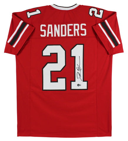 Deion Sanders Authentic Signed Red Pro Style Jersey Autographed BAS Witnessed