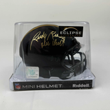 Autographed/Signed Rudy Ruettiger Never Quit Notre Dame Mini Helmet JSA COA