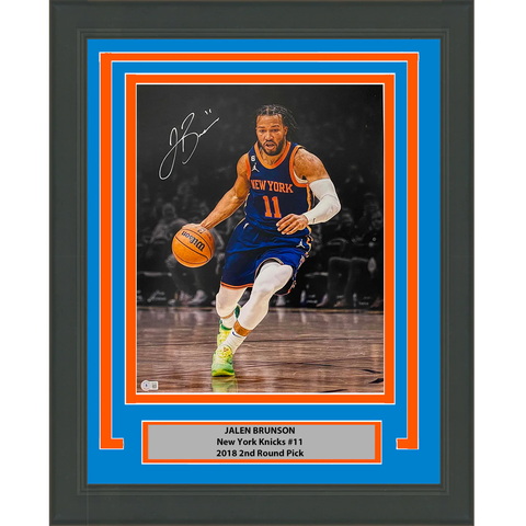 Framed Autographed/Signed Jalen Brunson New York Knicks 16x20 Photo BAS COA