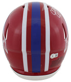 Bills Jim Kelly "HOF 2002" Signed Red TB Full Size Speed Proline Helmet BAS Wit