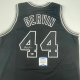 Autographed/Signed GEORGE GERVIN San Antonio Black Basketball Jersey Beckett COA