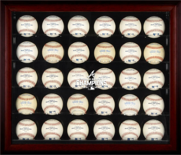 Atlanta Braves 2021 MLB WS Champs Mahogany FRMD Logo 30-Baseball Display Case