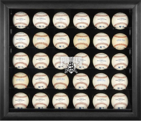 Pittsburgh Pirates Logo Black Framed 30-Ball Display Case-Fanatics