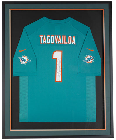 Tua Tagovailoa Signed Framed Teal Nike Miami Dolphins Football Jersey Fanatics