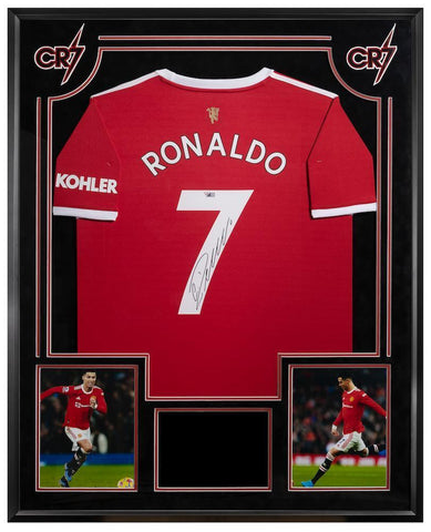 CRISTIANO RONALDO Autographed Manchester United 2021 Jersey w/ Monitor FANATICS