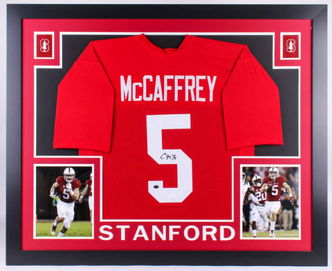 Christian McCaffrey Signed Stanford Cardinals 35x43 Custom Framed Jersey (JSA)