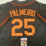 Autographed/Signed RAFAEL PALMEIRO Baltimore Black Baseball Jersey JSA COA Auto